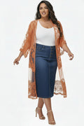 Women's Plus Size Lace Cardigan Open Front Floral Cardigan