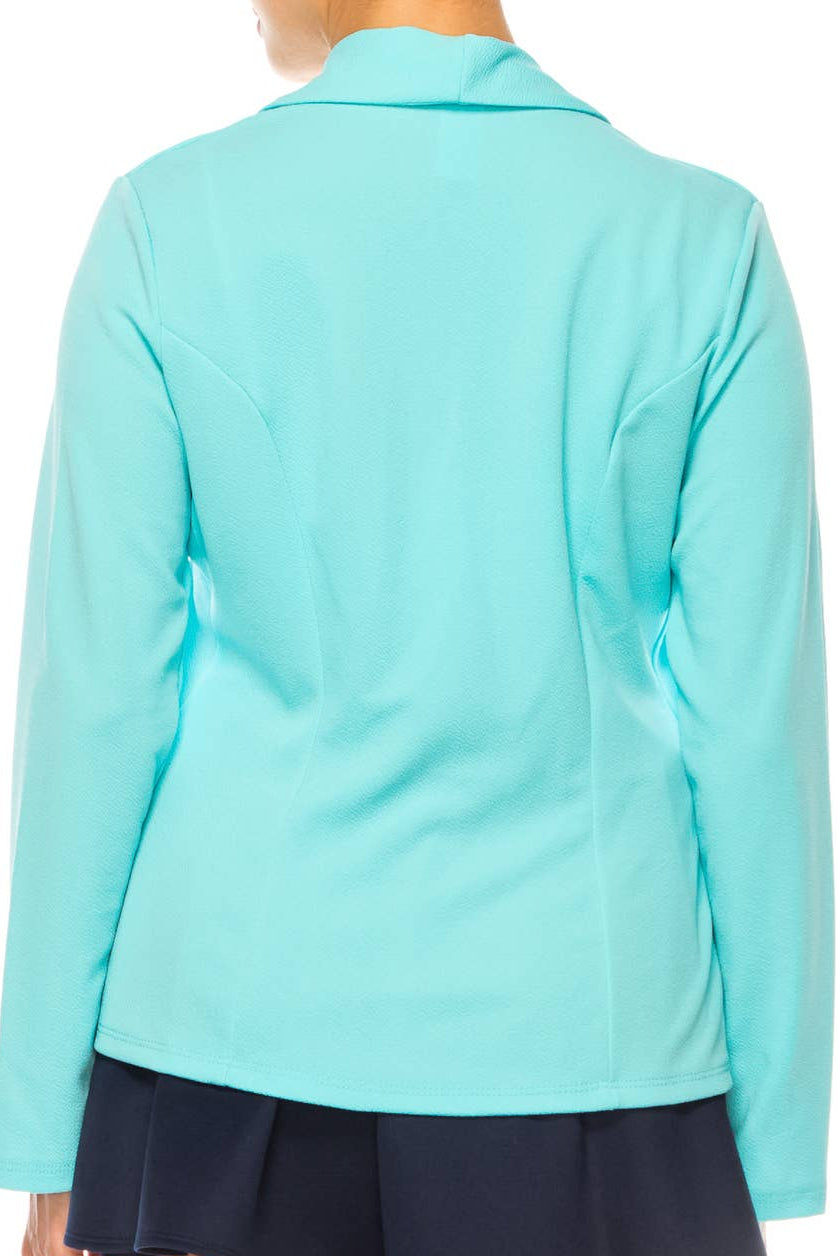 Women's Casual Solid Long Sleeve Fitted Blazer Jacket